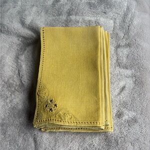 Antique Yellow Embroidered Linen Napkins